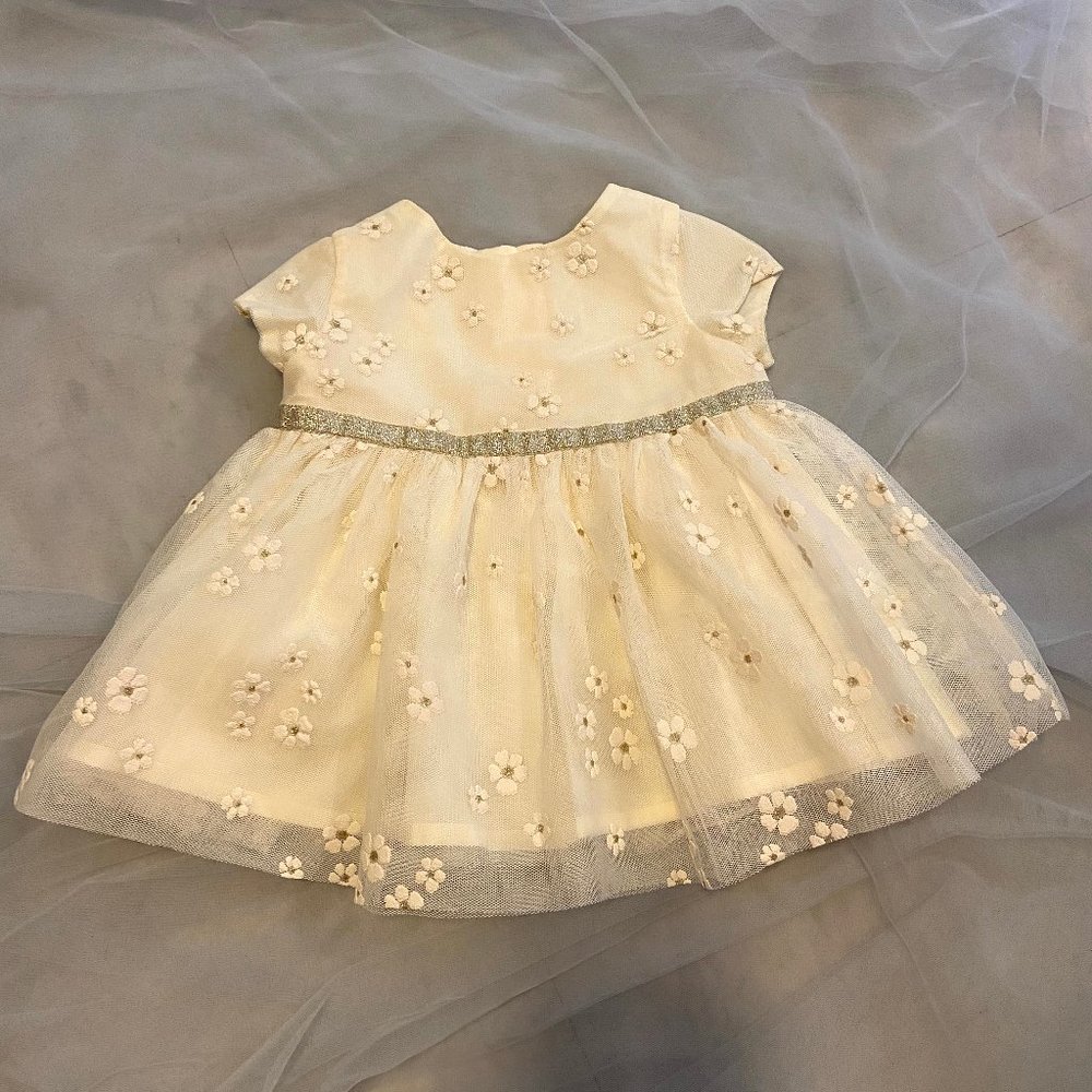 GLITTER DAISY TULLE BABY DRESS